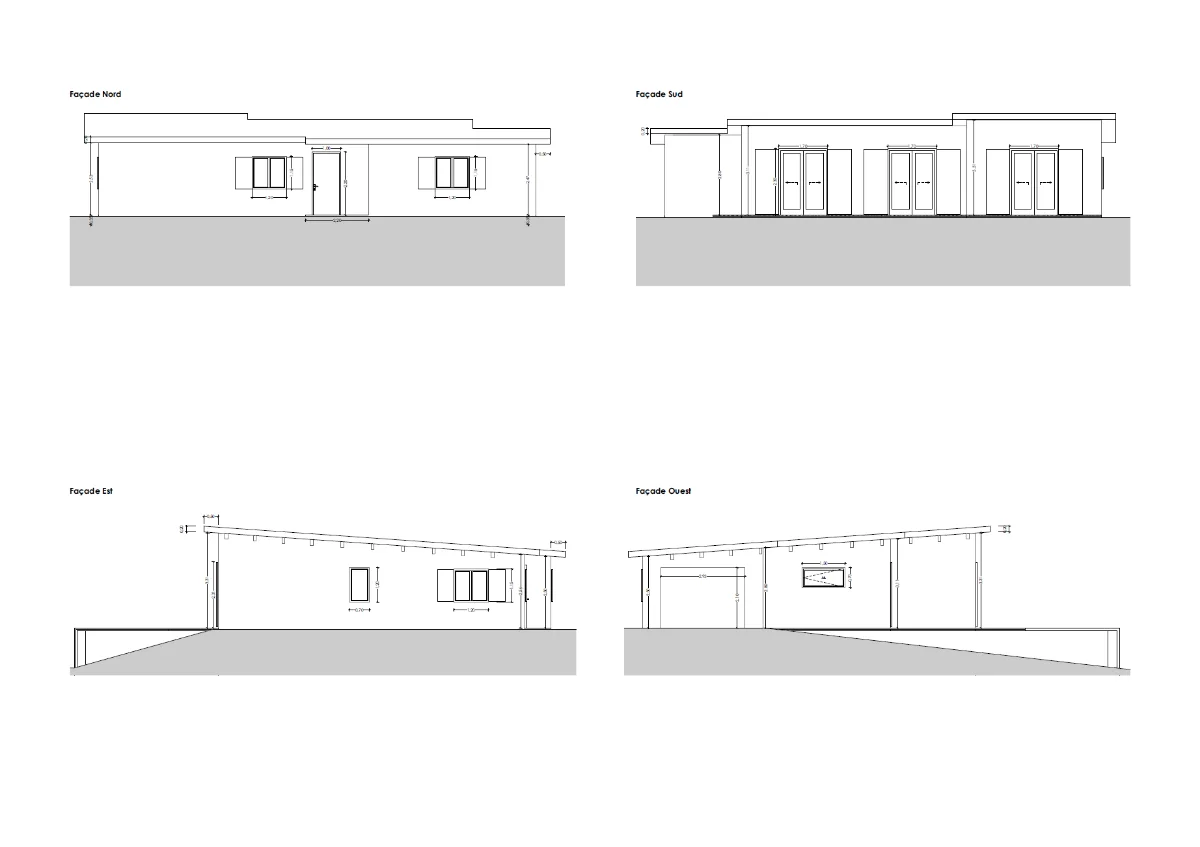 Façades — Villa Ardèchoise, élévations nord, sud, est et ouest